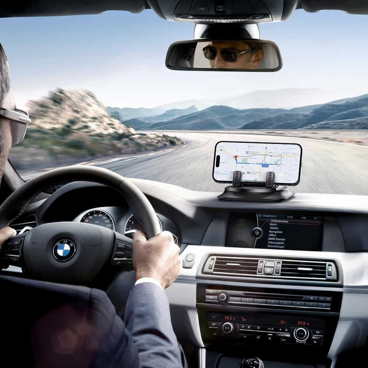 Secure dashboard suction phone holder